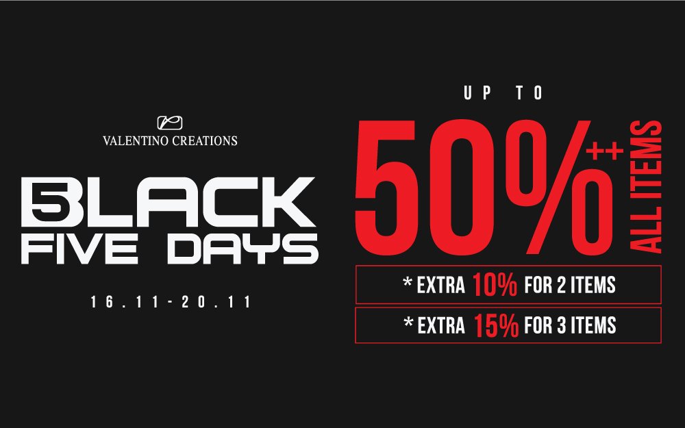 BLACK FIVE DAYS | GIẢM ĐẾN 50% TẤT CẢ SẢN PHẨM