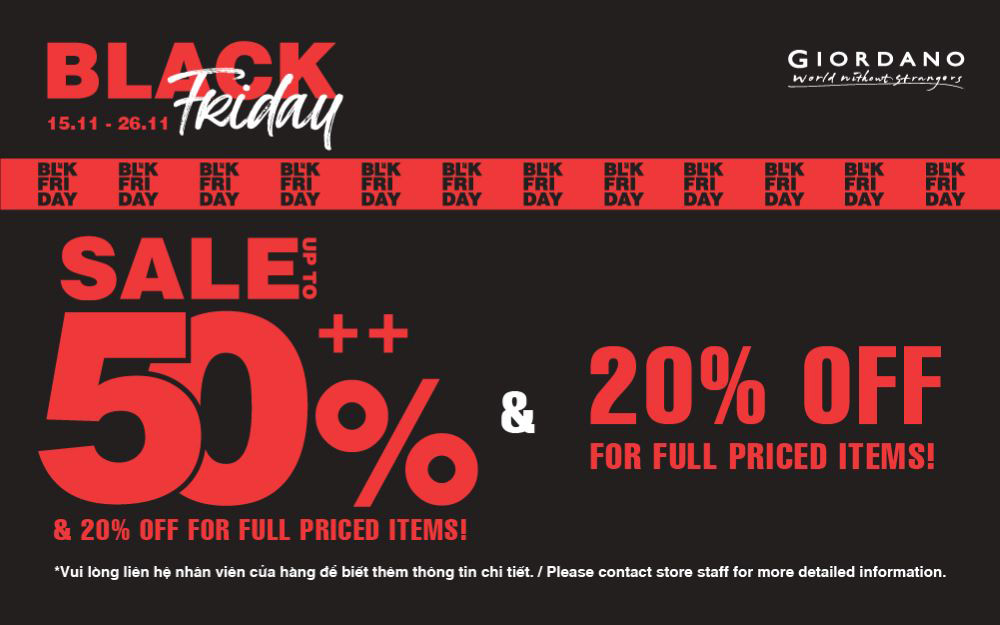 Black Friday – Ưu đãi cực khủng cùng Giordano