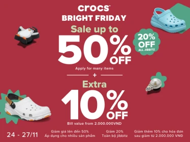 Crocs ưu đãi mê say đến 50%