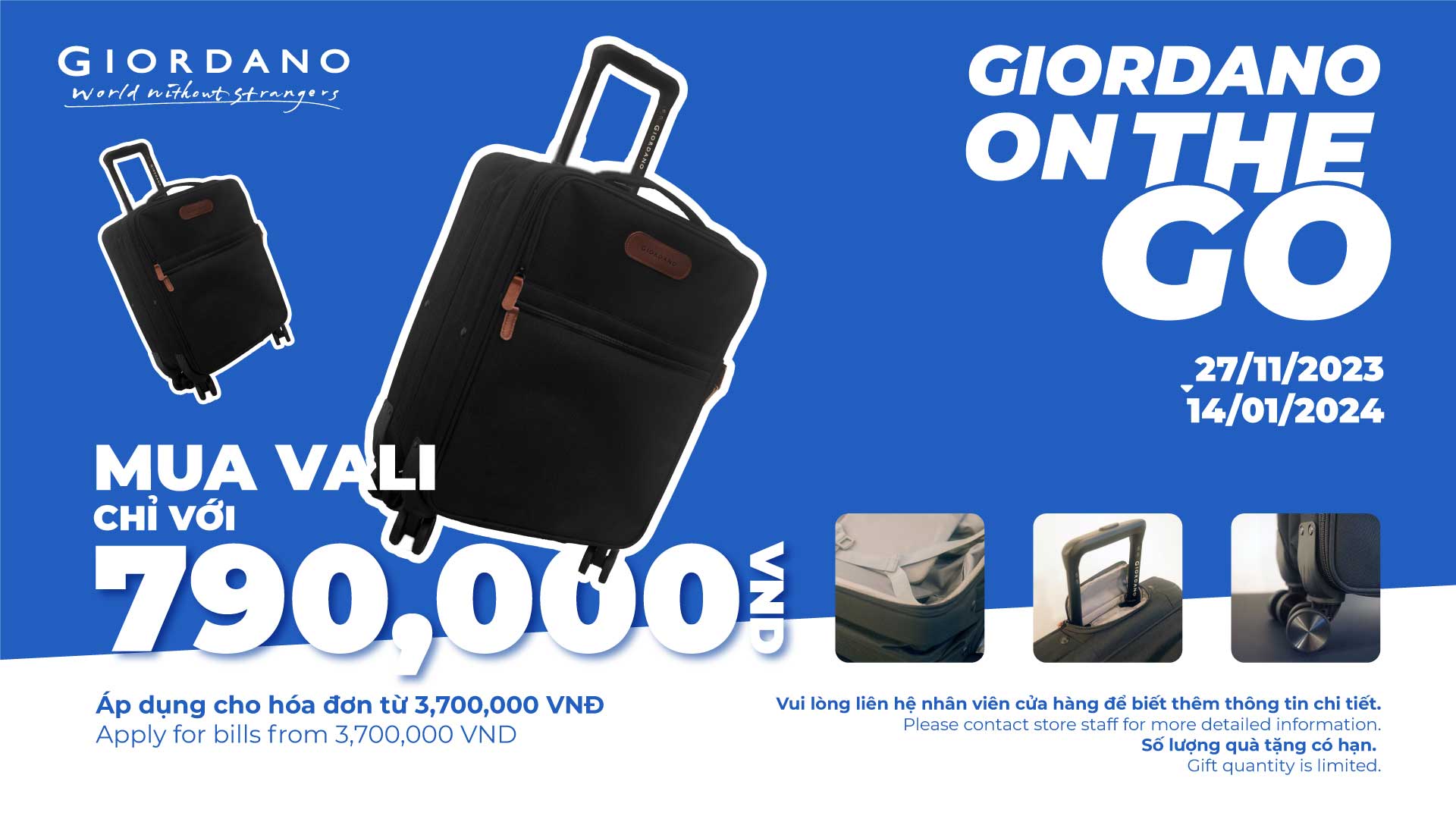 Giordano – Sở hữu ngay vali thời trang chỉ với 790k