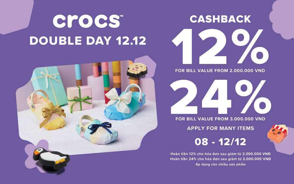 BÃO SALE 12.12 | CROCS ƯU ĐÃI ĐẾN 50% + 24%