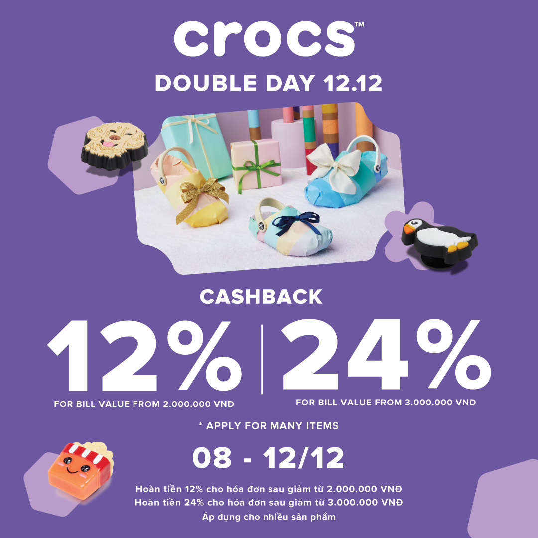 BÃO SALE 12.12 – CROCS ƯU ĐÃI ĐẾN 50% + 24%