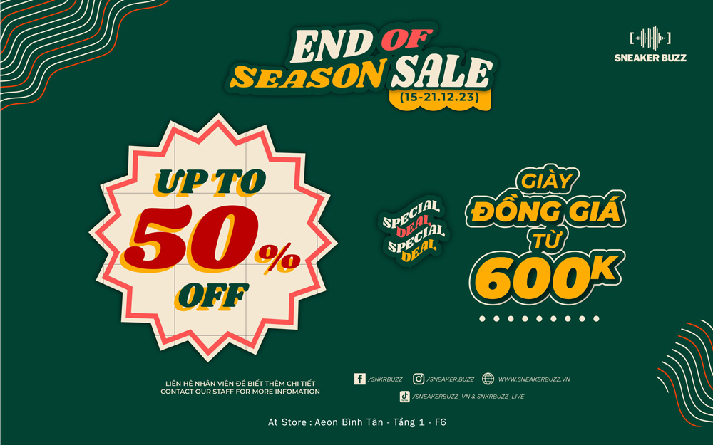 End of season sale – Sale up to 50% cùng Sneaker Buzz