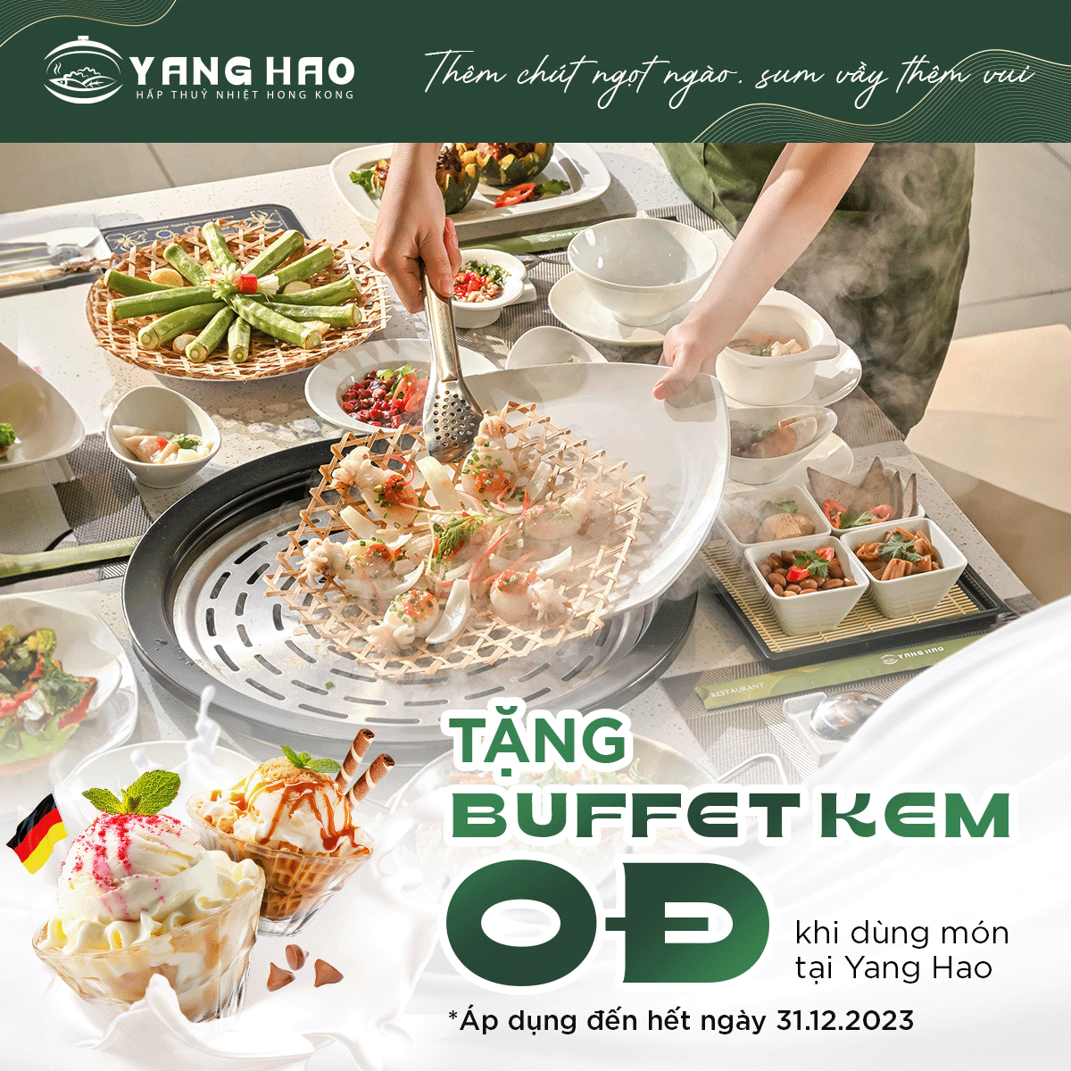 YANG HAO – TẶNG BUFFET KEM OĐ KHI DÙNG MÓN TẠI NHÀ HÀNG HẤP THỦY NHIỆT