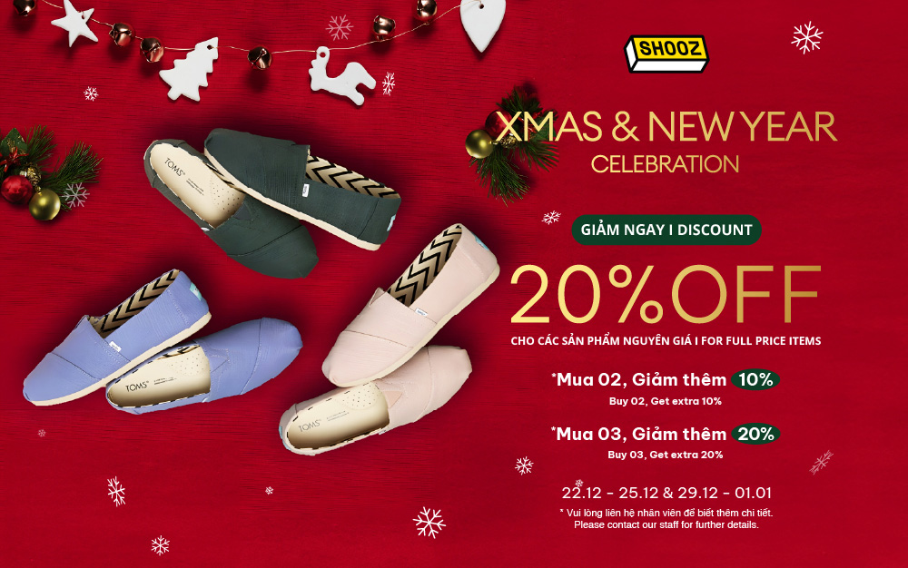 Xmas & New Year Celebration – Giảm ngay 20% cùng Shooz