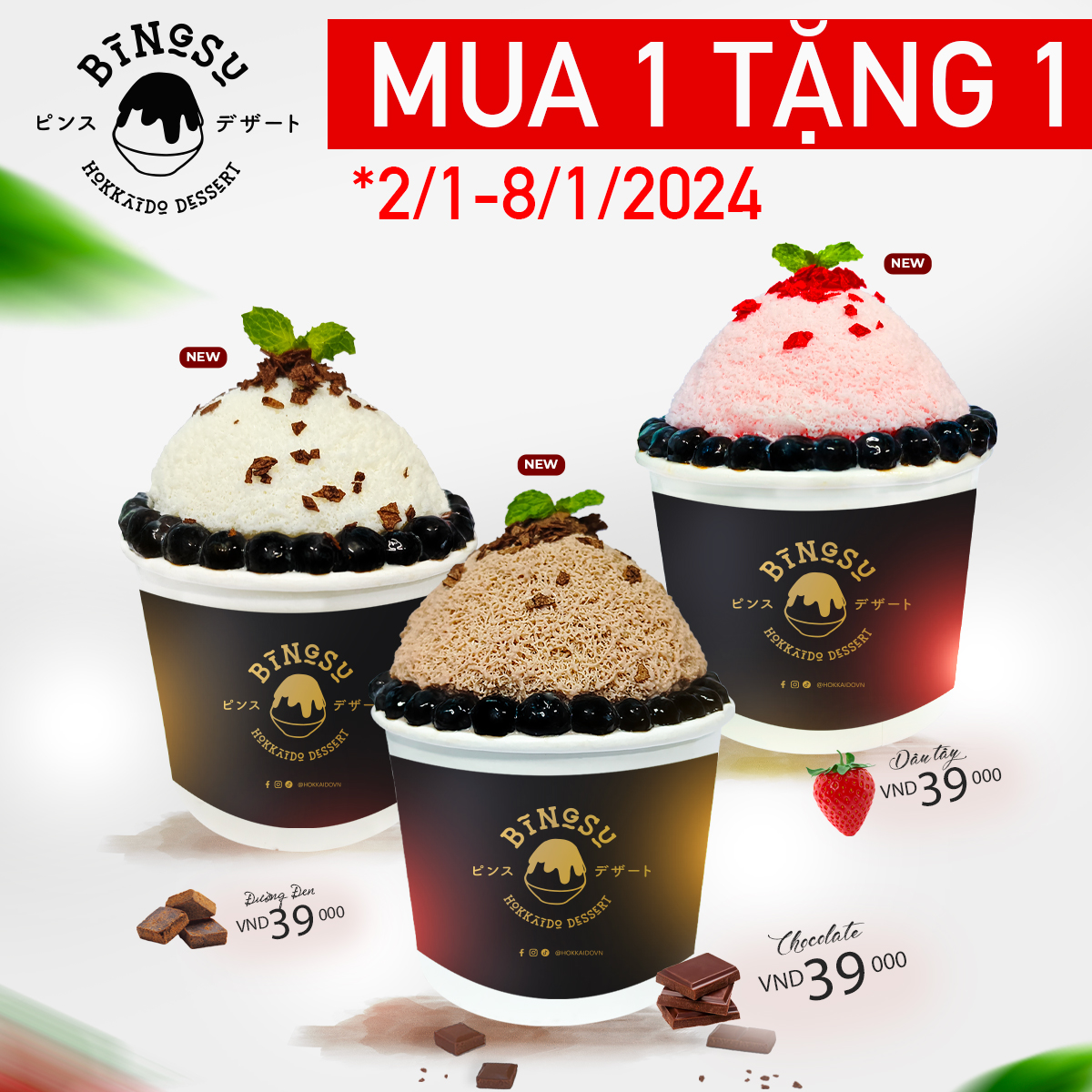 HOKKAIDO – 7 NGÀY ƯU ĐÃI MUA 1 TẶNG 1 CHÀO ĐÓN HOKKAIDO BINGSU