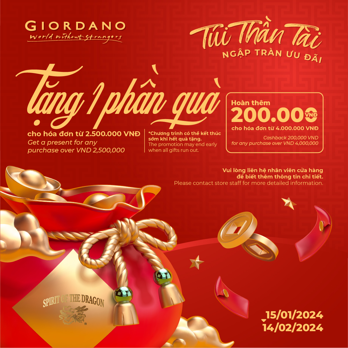 GIORDANO – TÚI THẦN TÀI – NGẬP TRÀN ƯU ĐÃI