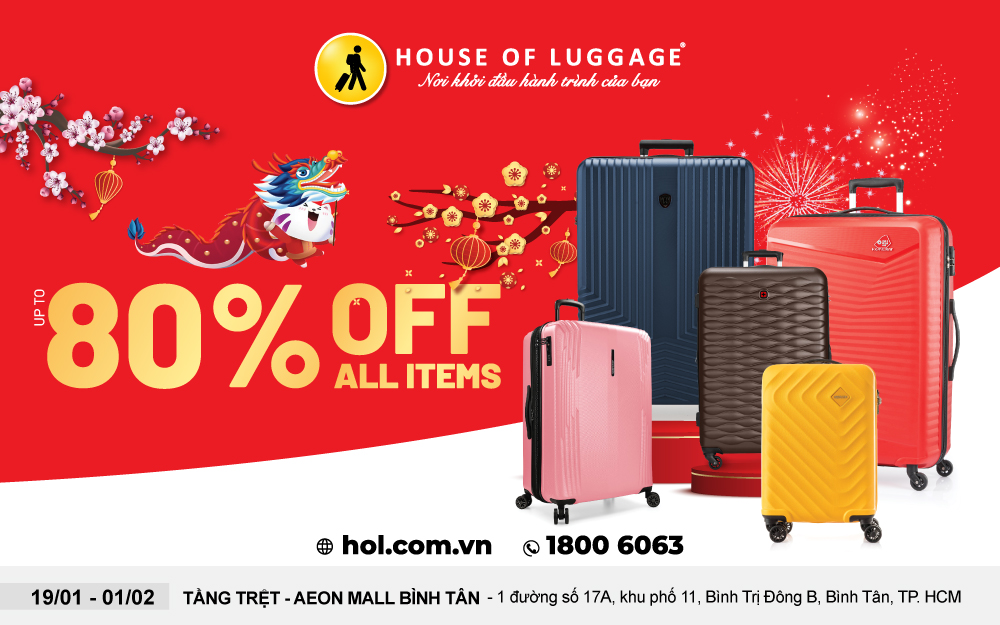 Tặng 100.000đ cho hóa đơn từ 4 triệu khi mua sắm tại gian hàng House Of Luggage