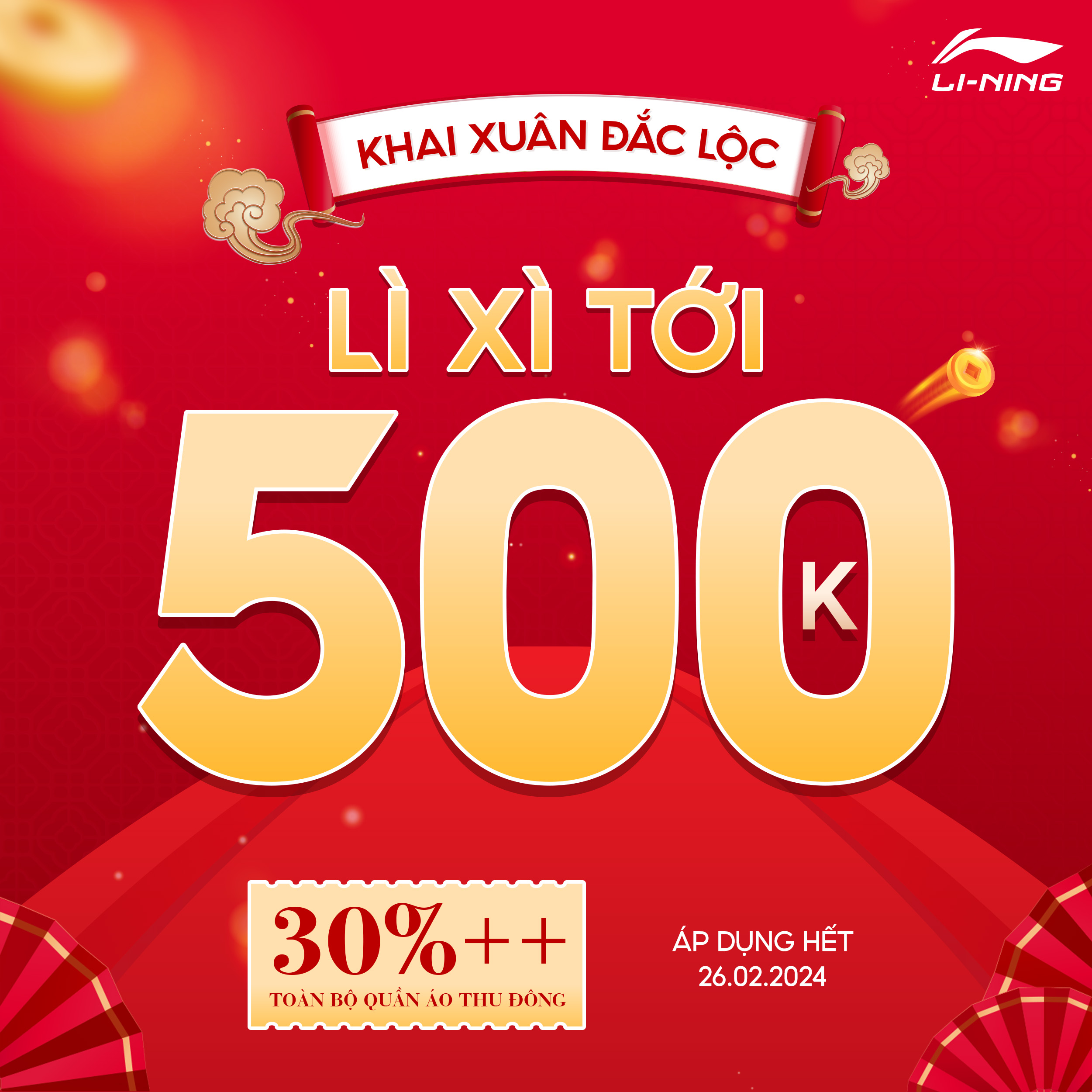 KHAI XUÂN ĐẮC LỘC – LI-NING LÌ XÌ TỚI 500K