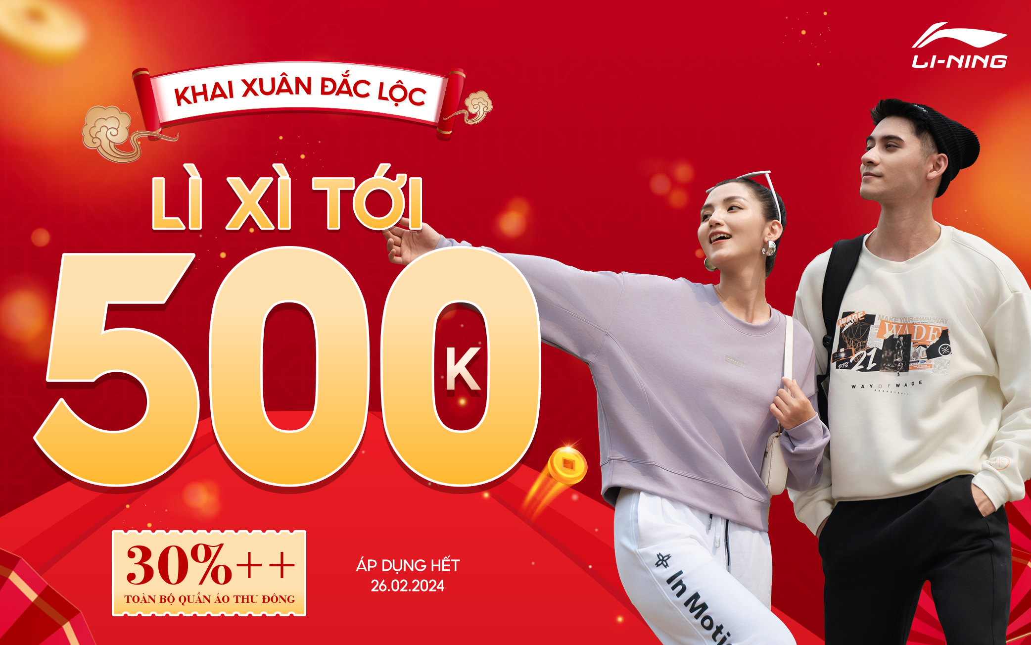 KHAI XUÂN ĐẮC LỘC – LI-NING LÌ XÌ TỚI 500K