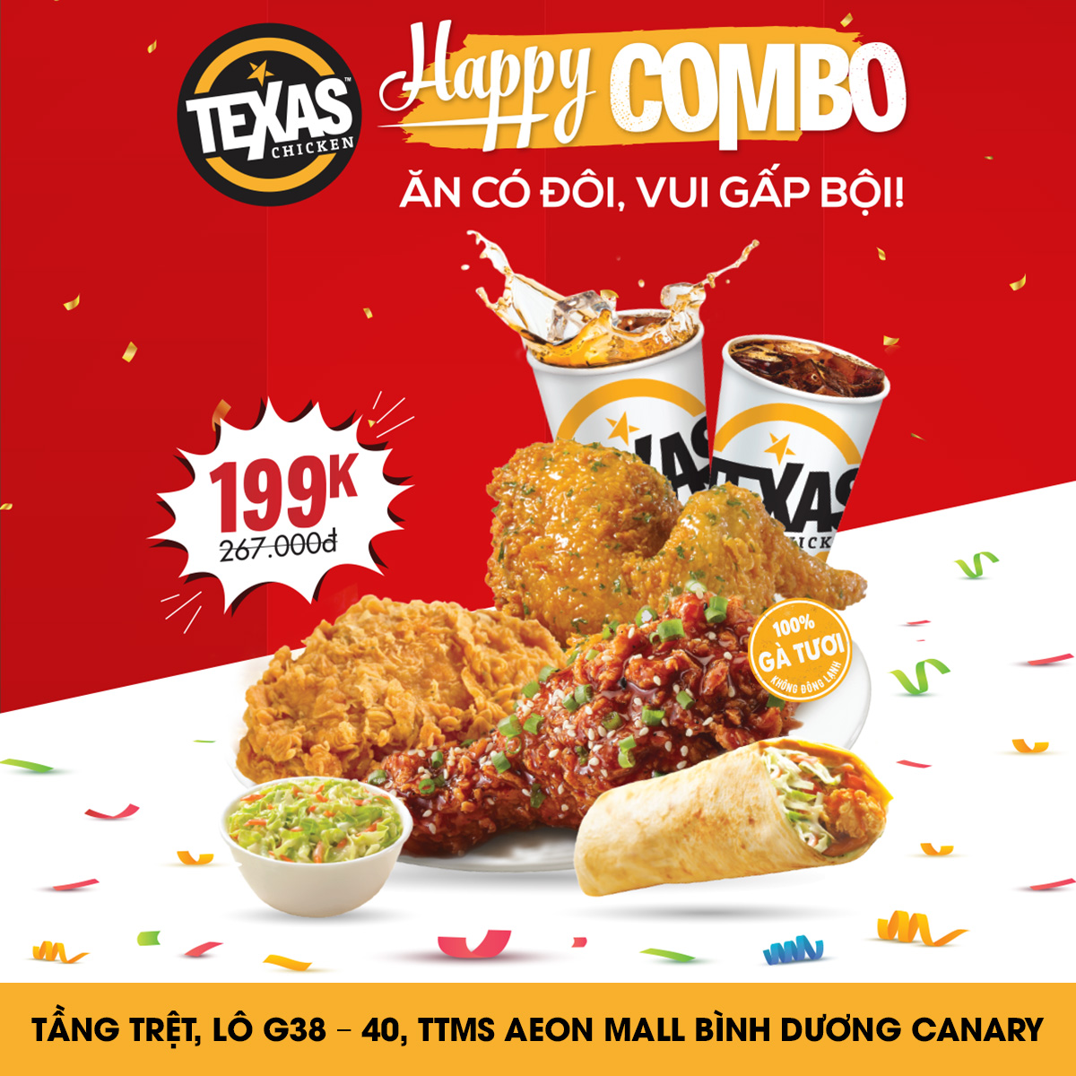 TEXAS CHICKEN – HAPPY COMBO – ĂN CÓ ĐÔI, VUI GẤP BỘI