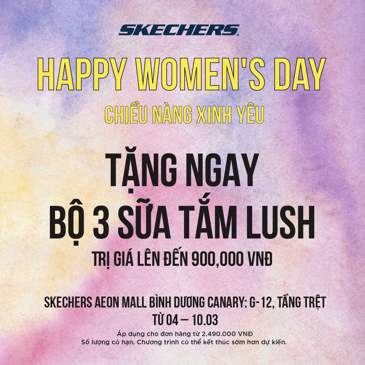 Skechers – Mừng 8.3🎁TẶNG NGAY giftset bộ 3 sữa tắm LUSH trị giá lên đến 900K xinh yêu 🎀