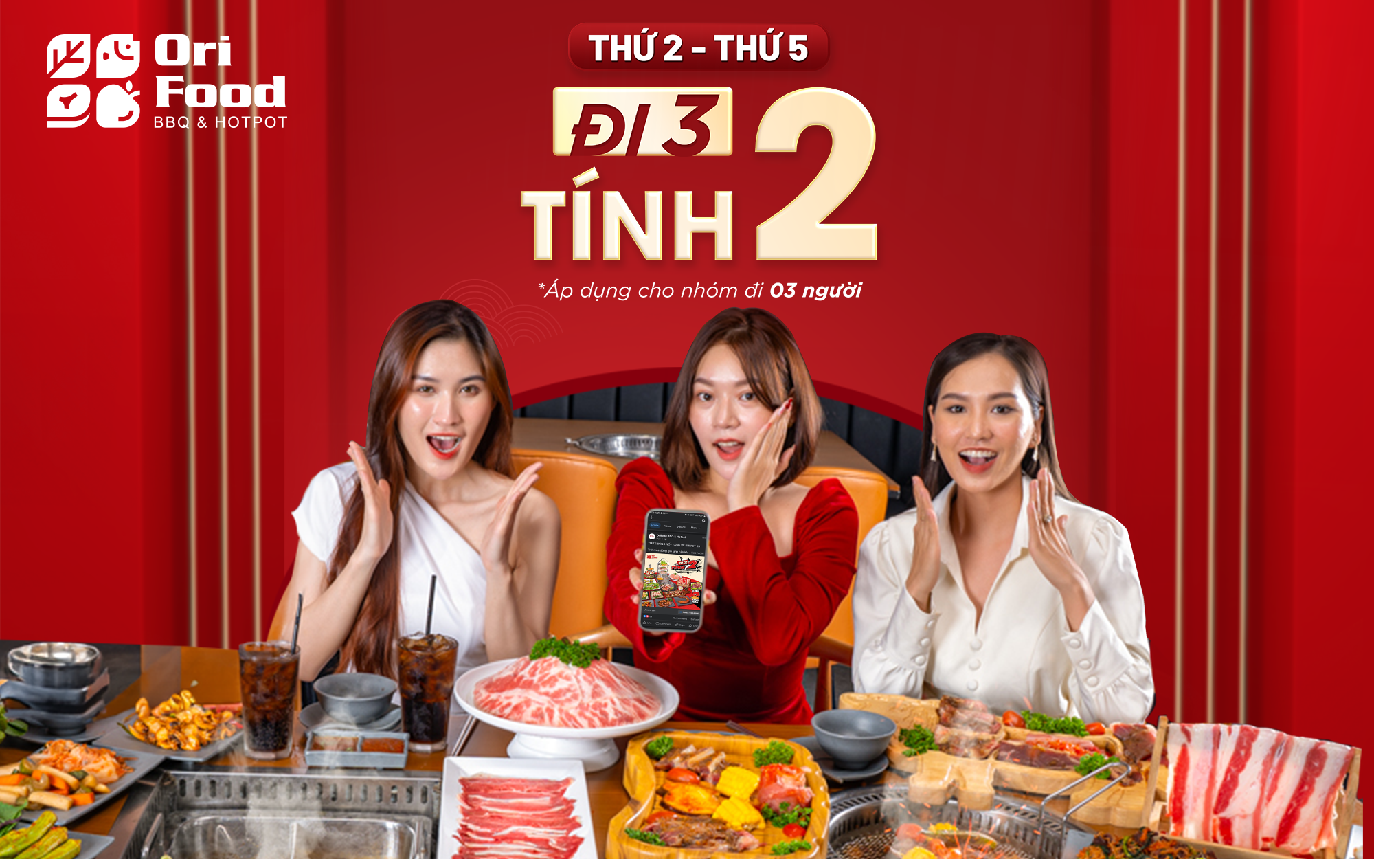 ORI CHIÊU ĐÃI ĐI 3 TẶNG 1 BUFFET ĂN THỎA THÍCH CHO TOÀN HỆ THỐNG