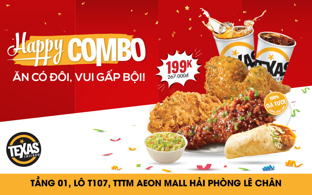 Mùa yêu giao hòa sắc Xuân đã đến, gõ cửa “trái tym” của hàng triệu couple mê gà rán với “Happy Combo” tại gà giòn Texas.