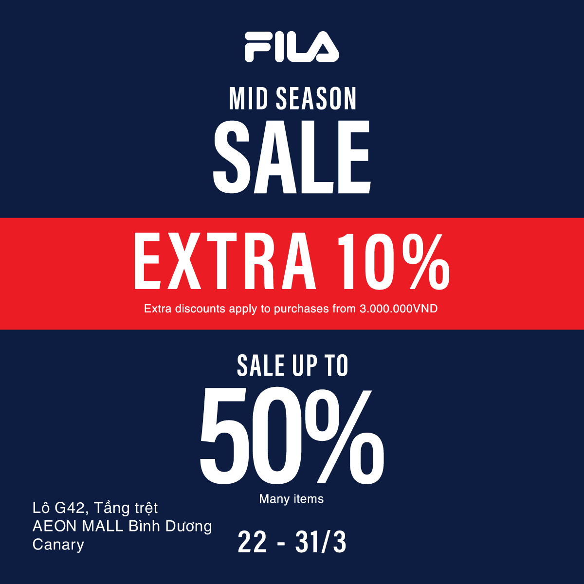 FILA | [𝐇𝐎𝐓 𝐇𝐎𝐓 𝐇𝐎𝐓] FILA MID SEASON SALE – EXTRA 10% FOR DISCOUNTED ITEMS