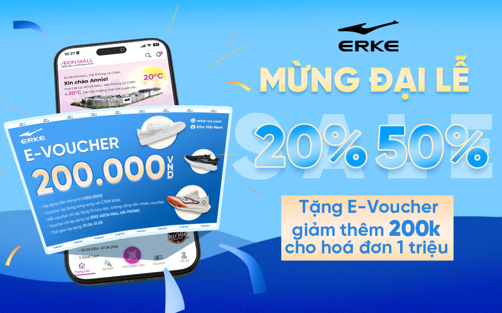 MỪNG ĐẠI LỄ – ERKE GIẢM SỐC TỪ 20-50%