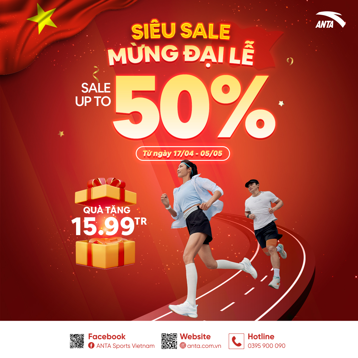 ANTA | MỪNG ĐẠI LỄ – GIẢM SỐC 50% TOÀN BỘ SẢN PHẨM MỚI NHẤT 2023, TẶNG QUÀ TỚI 15,99TR