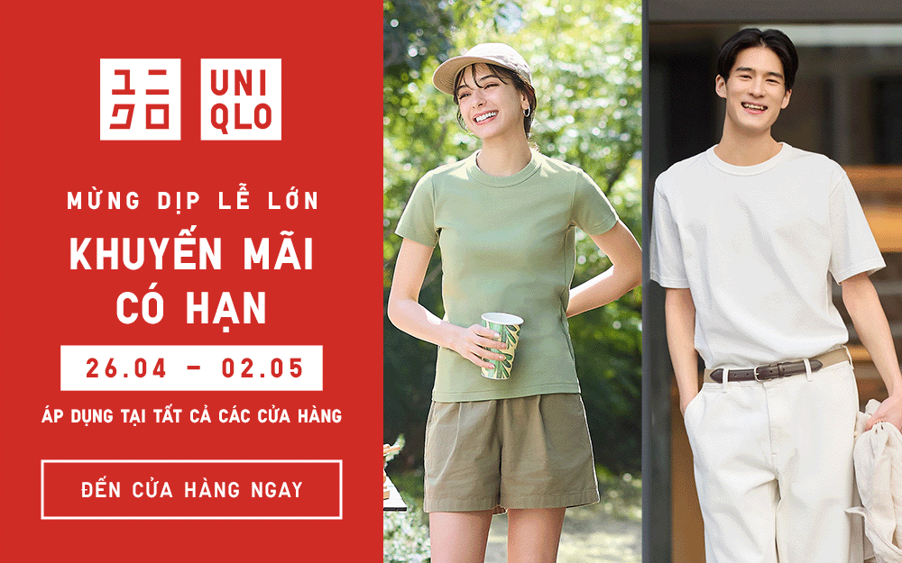 KHUYẾN MÃI CÓ HẠN TẠI TẤT CẢ CỬA HÀNG TỪ 26.04 ĐẾN 02.05 – CÙNG UNIQLO MỪNG DỊP LỄ LỚN