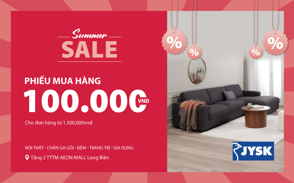 SUMMER SALE | JYSK ƯU ĐÃI 20% đơn hàng từ 1.000.000 VND