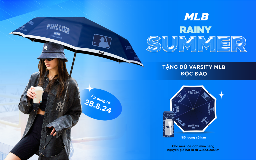 MLB RAINY SUMMER | Nhận ngay Dù Varsity độc đáo khi mua hàng nguyên giá bất kỳ từ 3.990.000Đ