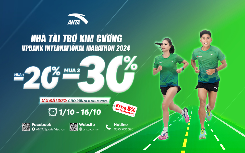 TỰ HÀO NHÀ TÀI TRỢ KIM CƯƠNG VPBANK INTERNATIONAL MARATHON 2024, ANTA X3 ƯU ĐÃI TỚI TẤT CẢ KHÁCH HÀNG