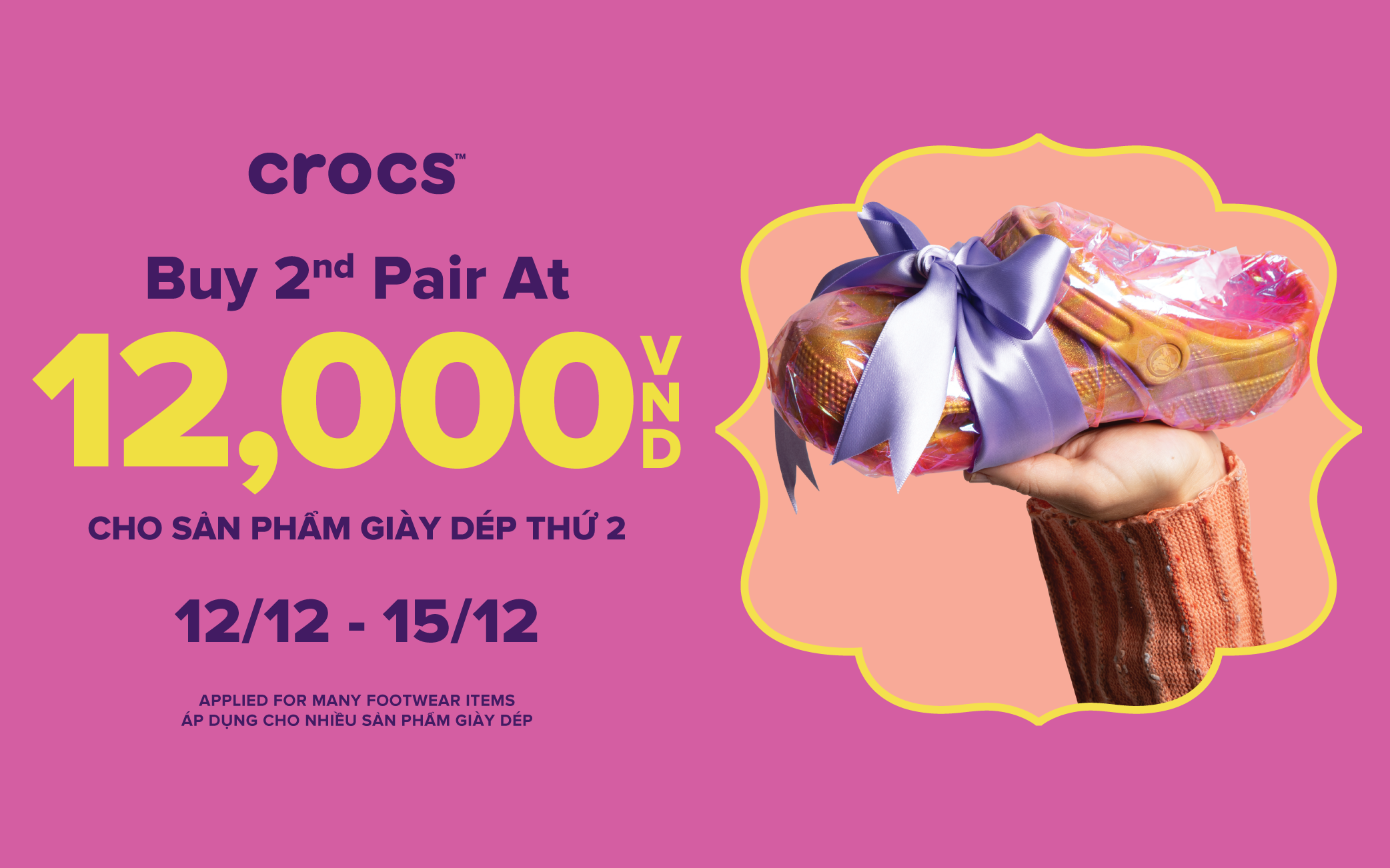 NGÀY ĐÔI CROCS TẶNG BẠN DEAL 12K ĐÔI THỨ 2