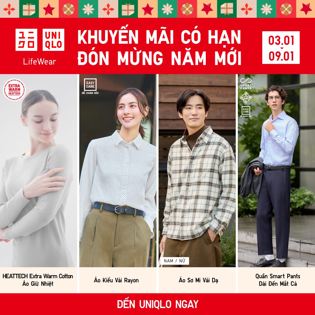 ĐÓN MỪNG NĂM MỚI CÙNG UNIQLO VỚI KHUYẾN MÃI CÓ HẠN TỪ 03 – 09.01.2025