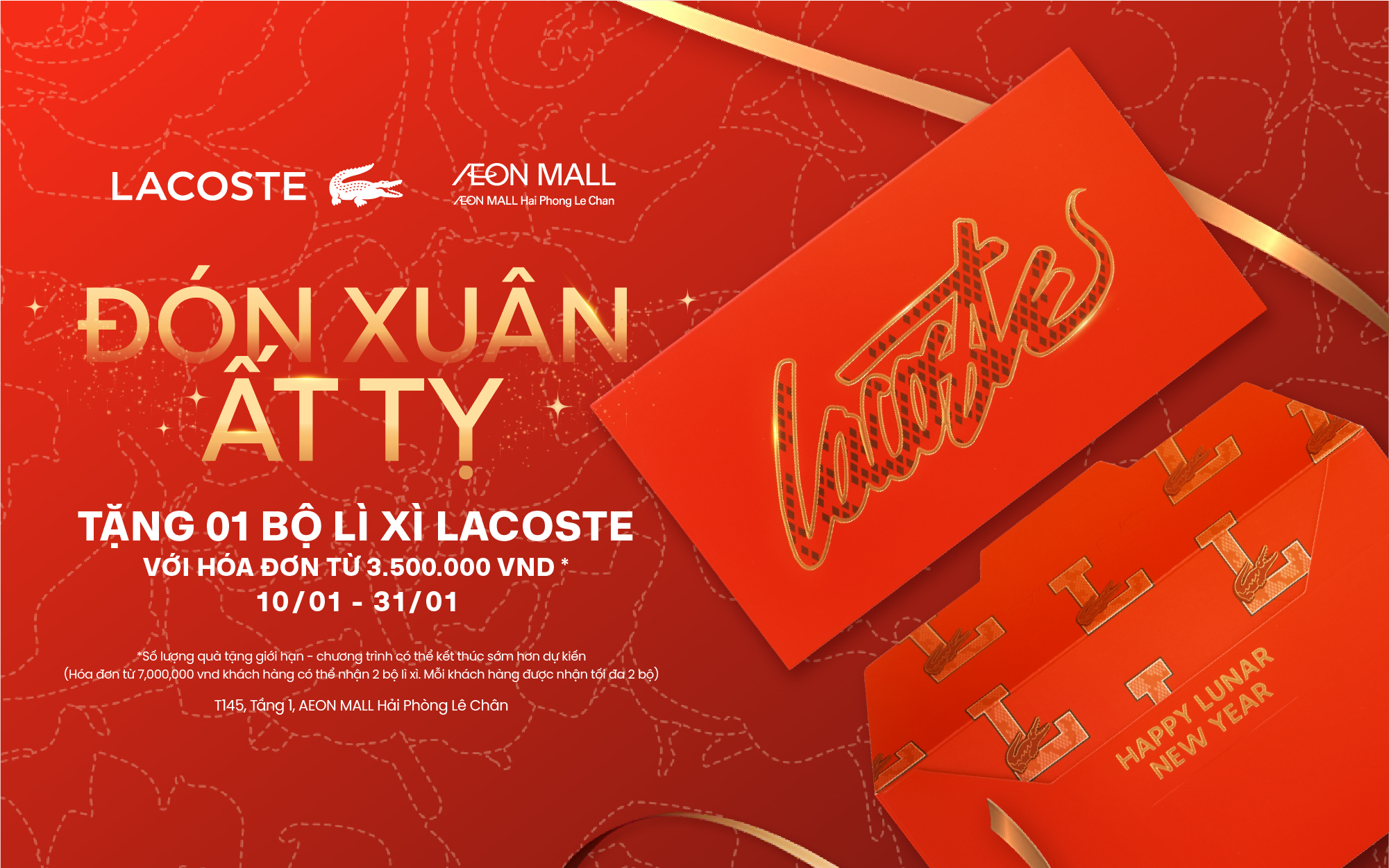 #LACOSTE Lucky Lunar New Year  Đón năm Ất Tỵ nhận ngay bao lì xì rực rỡ từ LACOSTE!