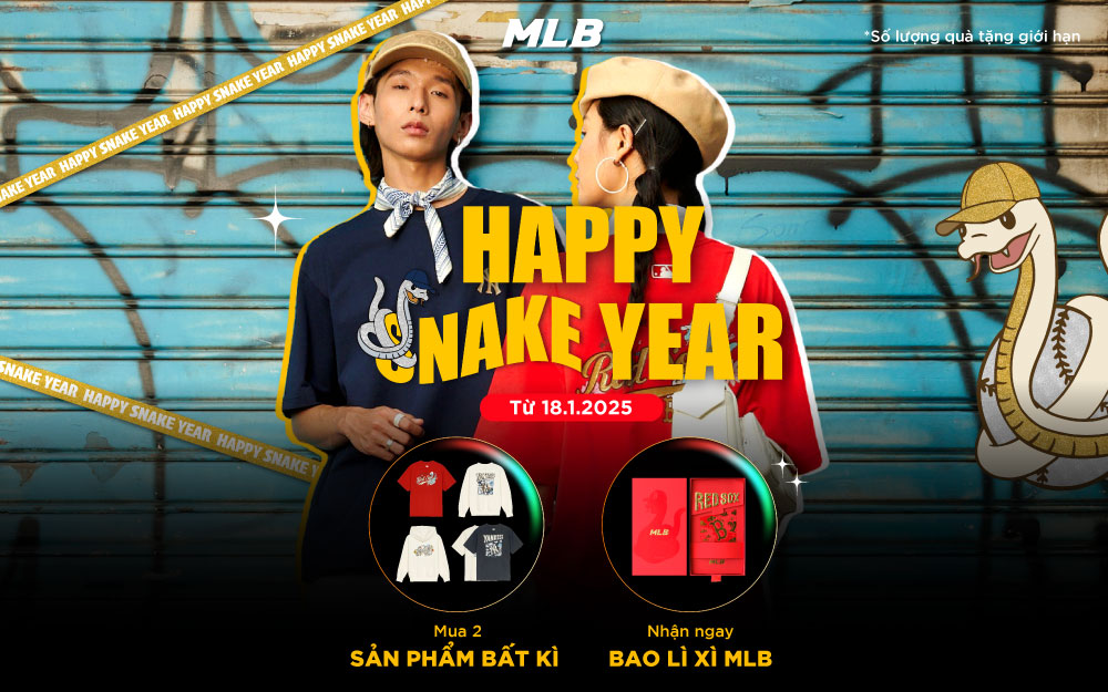 MLB HAPPY SNAKE YEAR | Nhận ngay 1 set gồm 6 bao lì xì phiên bản rắn đặc biệt mùa Tết 2025, cho mỗi hóa đơn mua sắm từ 2 sản phẩm bất kỳ tại MLB*