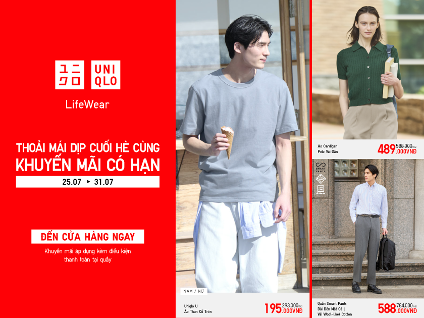 THOẢI MÁI DỊP CUỐI HÈ CÙNG KHUYẾN MÃI CÓ HẠN TẠI UNIQLO